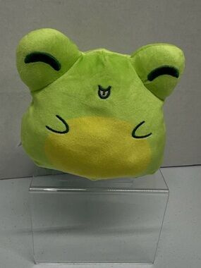 New TeeTurtle The Original Reversible 4" Green Frog Plushie Sensory Happy Angry